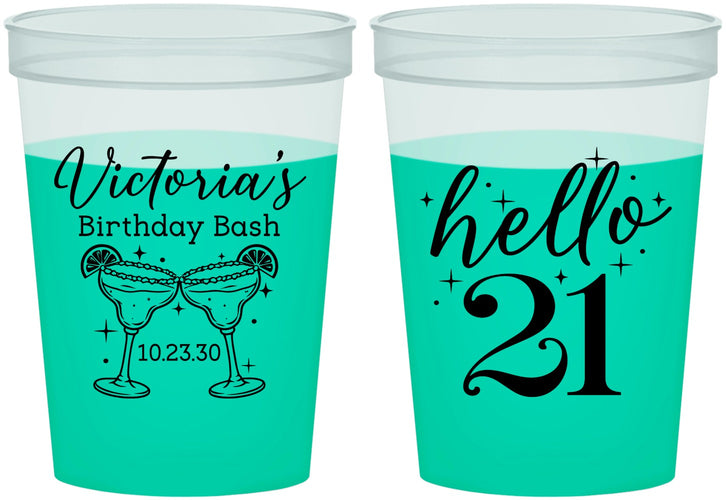 Custom 21st Birthday 16 oz Color Changing Cups - Hello Twenty One | 340011