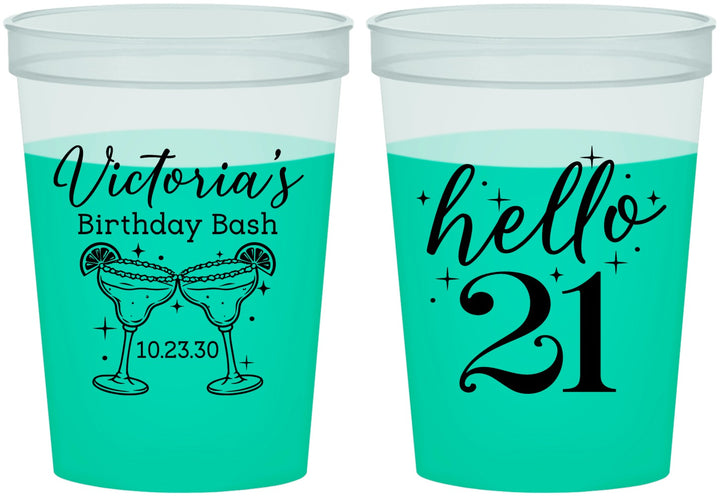 Custom 21st Birthday 16 oz Color Changing Cups - Hello Twenty One | 340011