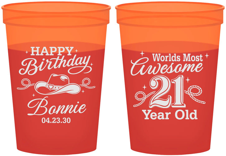 Custom 21st Birthday 16 oz Color Changing Cups - Cowgirl | 340013