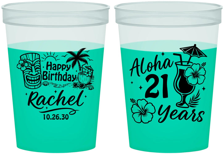 Custom 21st Birthday 16 oz Color Changing Cups - Aloha Hawaii | 340016