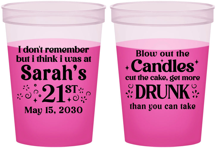 Custom 21st Birthday 16 oz Color Changing Cups - Candles Cake Drunk | 340017
