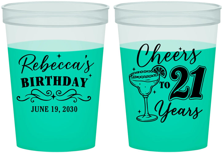 Custom 21st Birthday 16 oz Color Changing Cups - Cheers To Twenty One Years | 340019