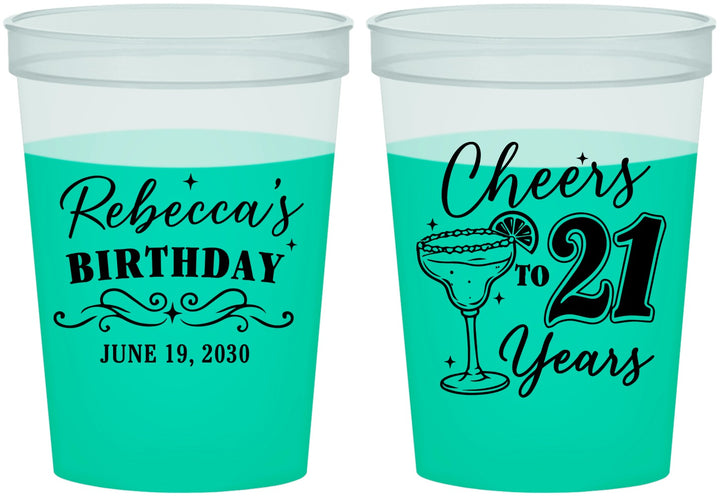 Custom 21st Birthday 16 oz Color Changing Cups - Cheers To Twenty One Years | 340019
