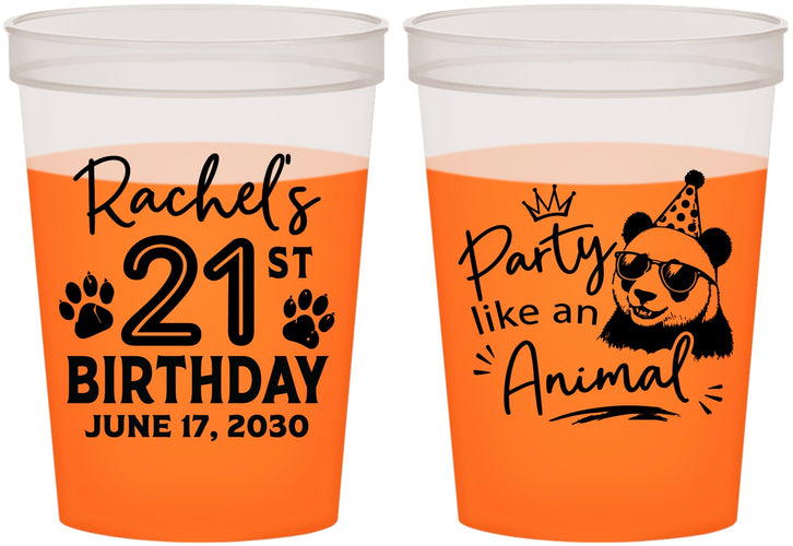 Custom 21st Birthday 16 oz Color Changing Cups - Party Like An Animal Panda | 340021