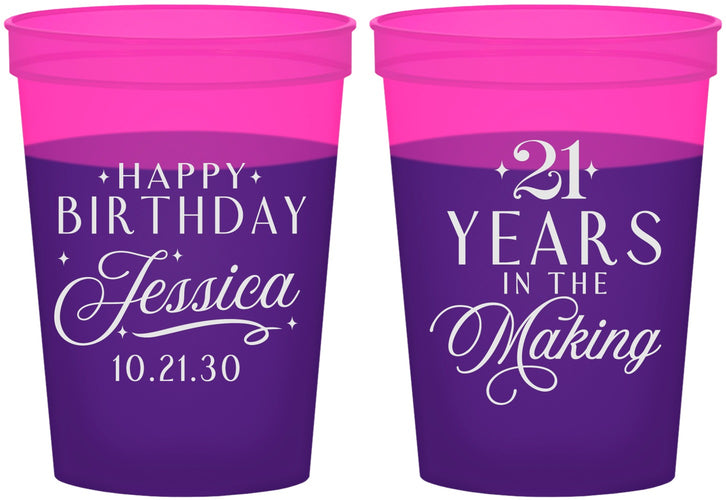 Custom 21st Birthday 16 oz Color Changing Cups - Twenty One Years In The Making | 340023