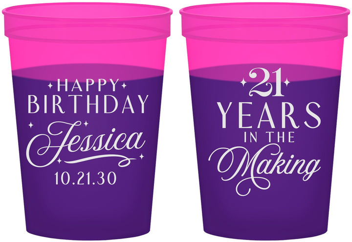 Custom 21st Birthday 16 oz Color Changing Cups - Twenty One Years In The Making | 340023