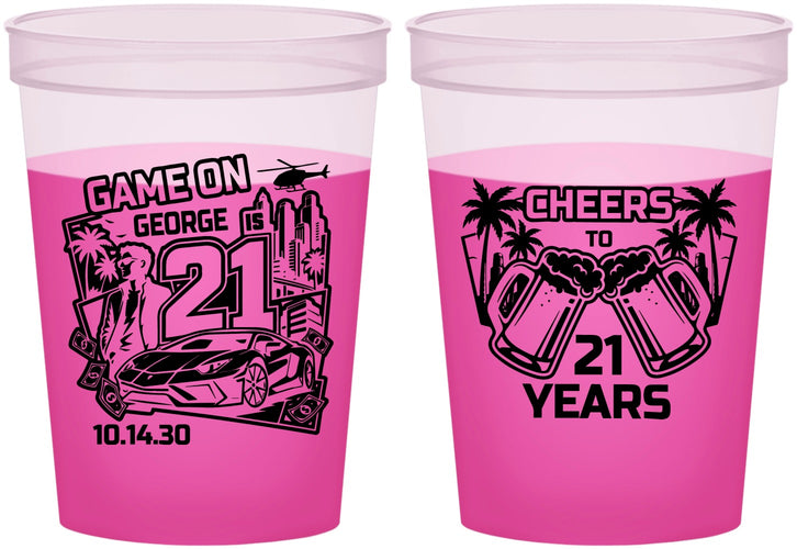 Custom 21st Birthday 16 oz Color Changing Cups - Video Game | 340024
