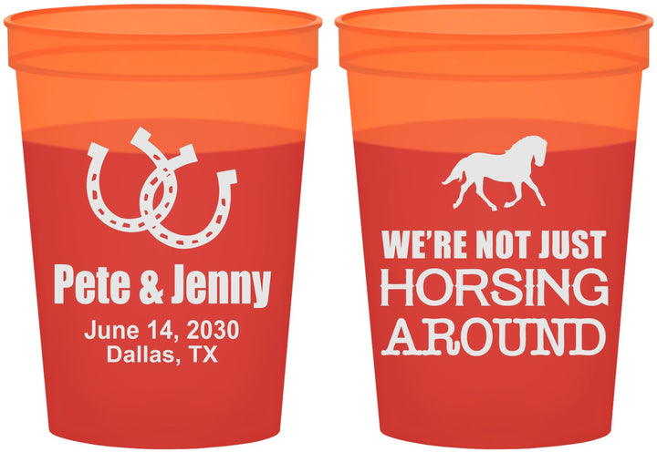 Custom Wedding 16 oz Color Changing Cups - Horseshoe | 341