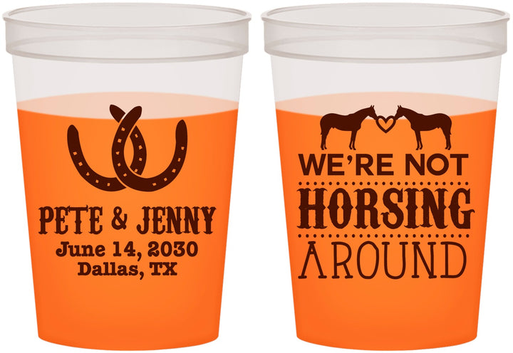 Custom Wedding 16 oz Color Changing Cups - Horseshoe | 342