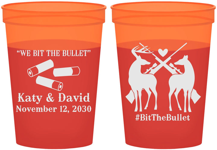 Custom Wedding 16 oz Color Changing Cups - We Bit The Bullet | 343