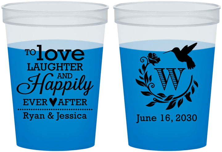 Custom Wedding 16 oz Color Changing Cups - Love Laughter Happily | 345