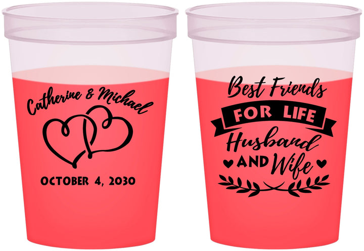 Custom Wedding 16 oz Color Changing Cups - Best Friends For Life | 349