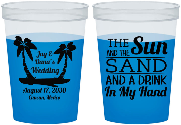Custom Wedding 16 oz Color Changing Cups - Beach | 350