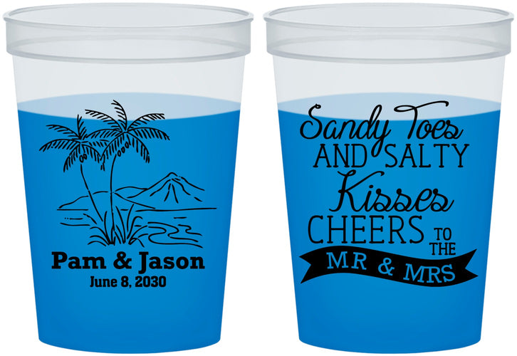 Custom Wedding 16 oz Color Changing Cups - Beach | 358