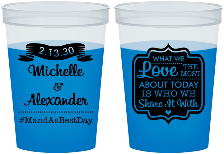 Custom Wedding 16 oz Color Changing Cups - Love Story | 359