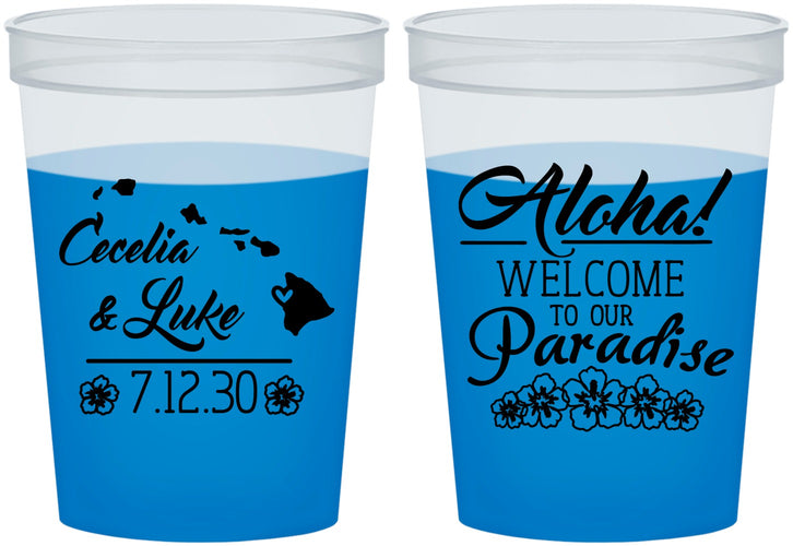 Custom Wedding 16 oz Color Changing Cups - Hawaii | 365