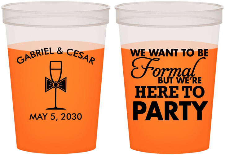 Custom Wedding 16 oz Color Changing Cups - Formal Here To Party | 366