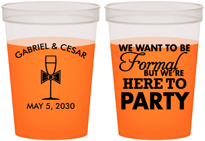 Custom Wedding 16 oz Color Changing Cups - Formal Here To Party | 366