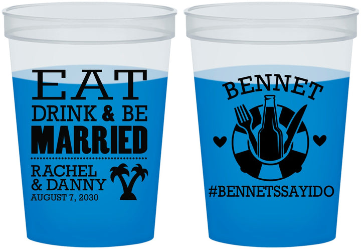 Custom Wedding 16 oz Color Changing Cups - Eat Drink Be Married | 367