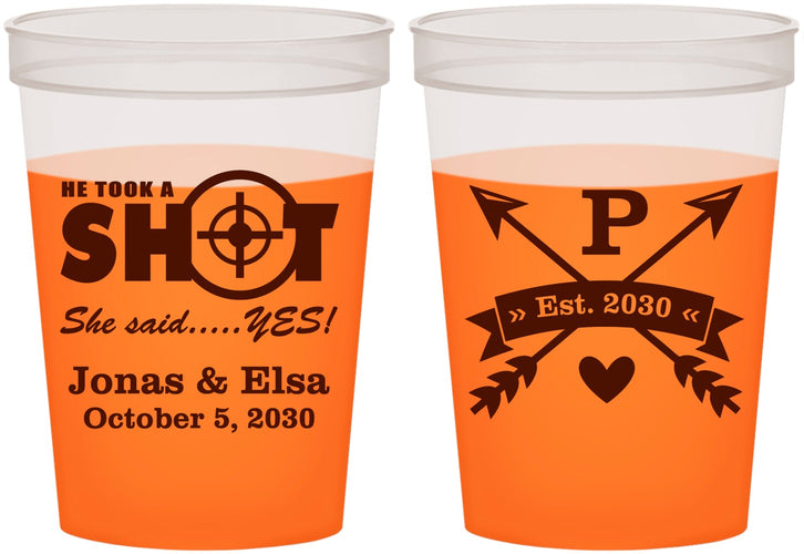 Custom Wedding 16 oz Color Changing Cups - Take A Shot She Said Yes | 370