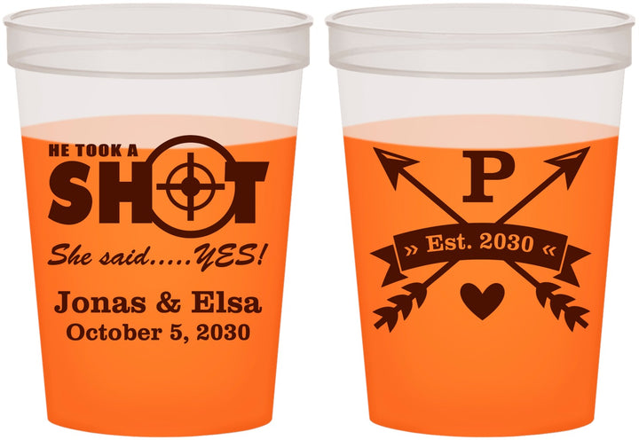 Custom Wedding 16 oz Color Changing Cups - Take A Shot She Said Yes | 370