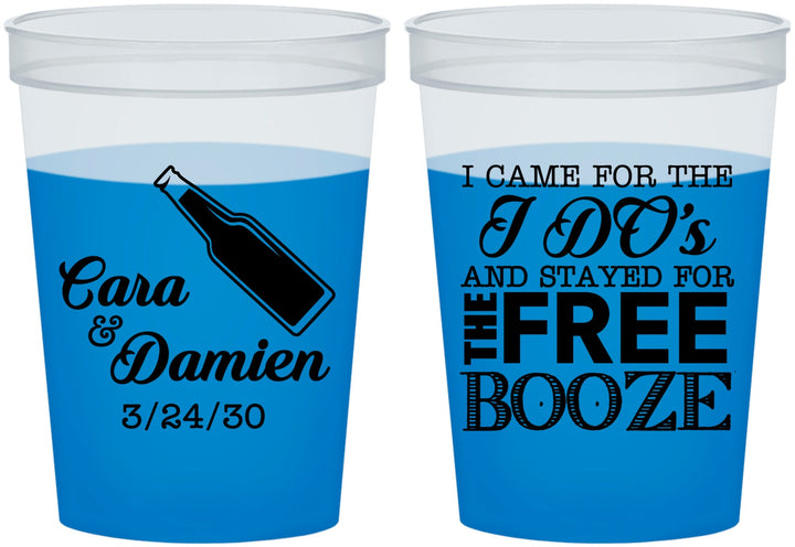 Custom Wedding 16 oz Color Changing Cups - I Do Free Booze | 371