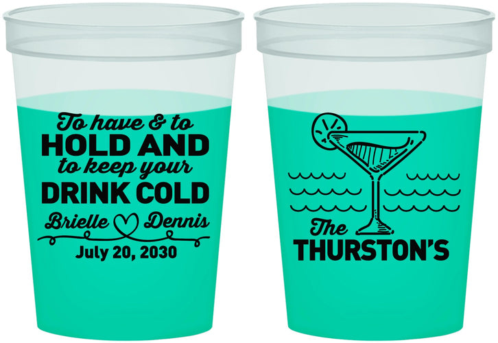 Custom Wedding 16 oz Color Changing Cups - To Have And To Hold | 375