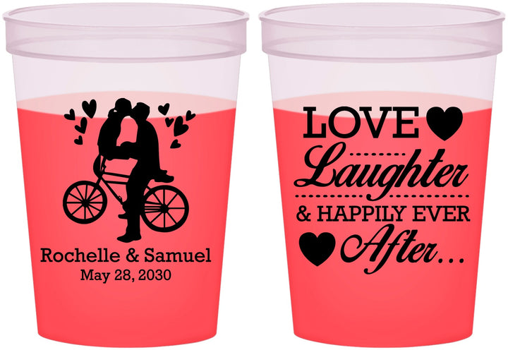 Custom Wedding 16 oz Color Changing Cups - Love Laughter Happily | 376