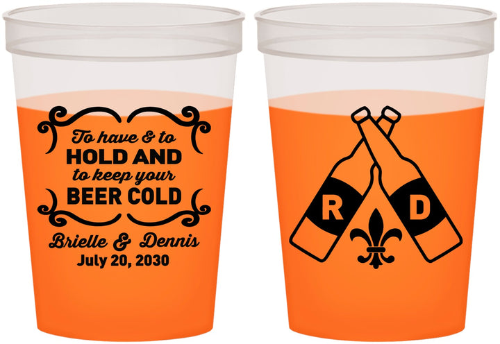 Custom Wedding 16 oz Color Changing Cups - Fleur De Lis | 378