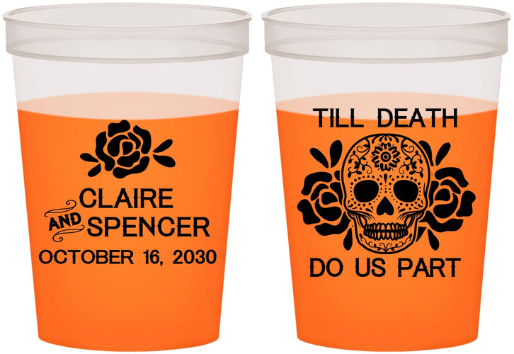 Custom Wedding 16 oz Color Changing Cups - Till Death Do Us Part | 380