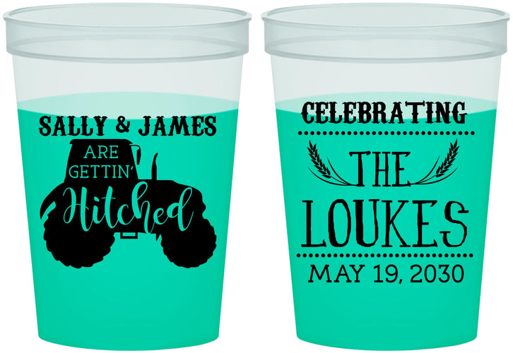 Custom Wedding 16 oz Color Changing Cups - Tractor | 381