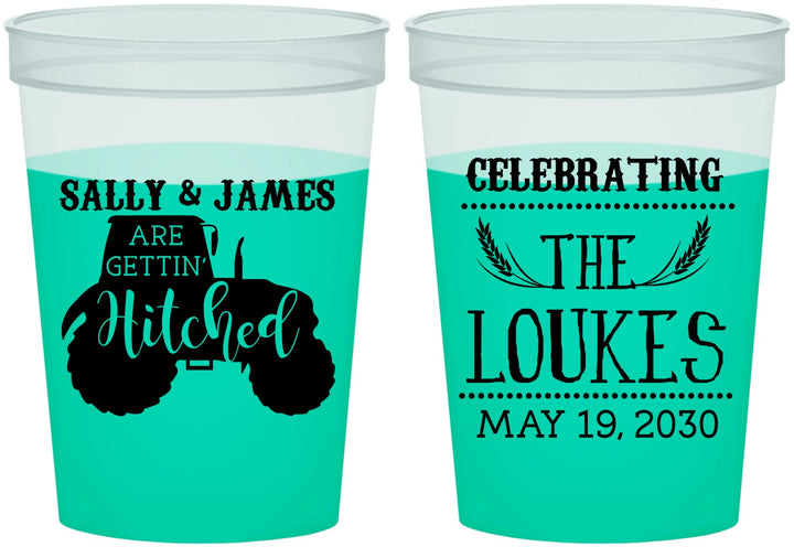 Custom Wedding 16 oz Color Changing Cups - Tractor | 381