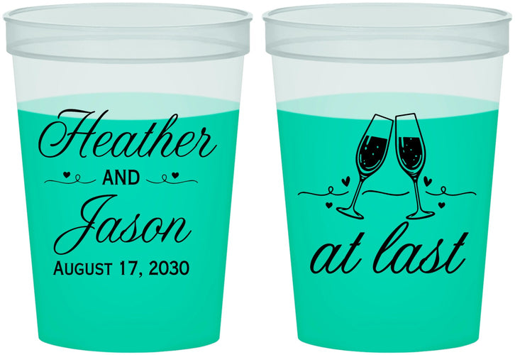 Custom Wedding 16 oz Color Changing Cups - At Last | 382