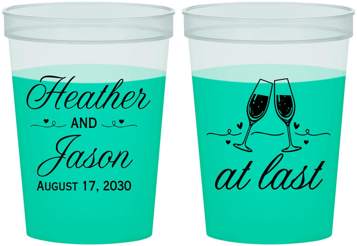 Custom Wedding 16 oz Color Changing Cups - At Last | 382