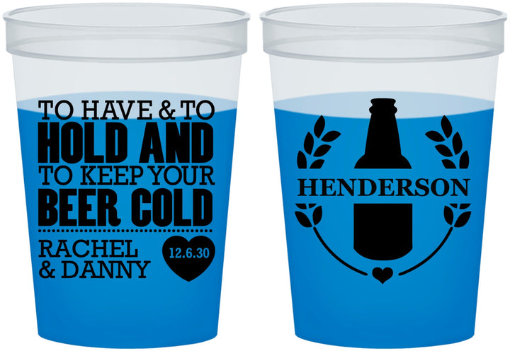Custom Wedding 16 oz Color Changing Cups - To Have And To Hold | 384