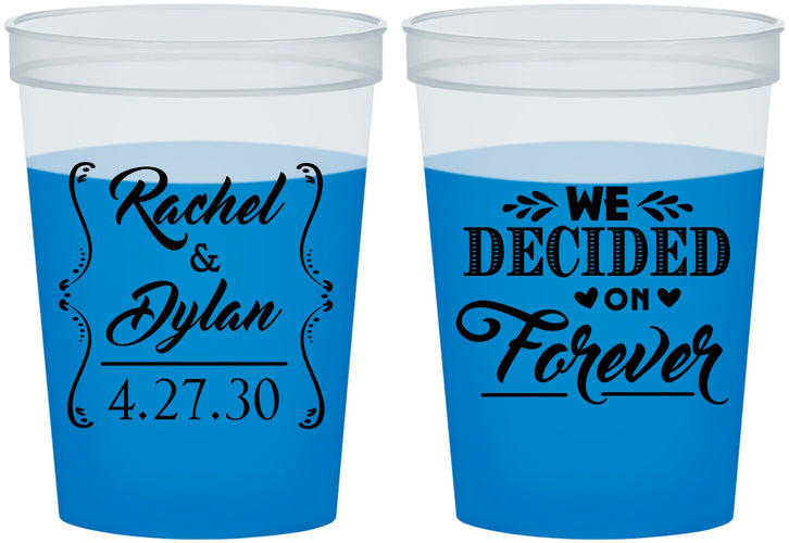 Custom Wedding 16 oz Color Changing Cups - We Decided On Forever | 386