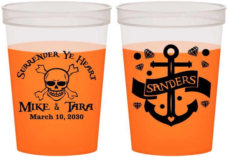 Custom Wedding 16 oz Color Changing Cups - Anchor Nautical | 391