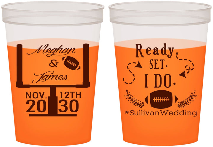 Custom Wedding 16 oz Color Changing Cups - Football | 394