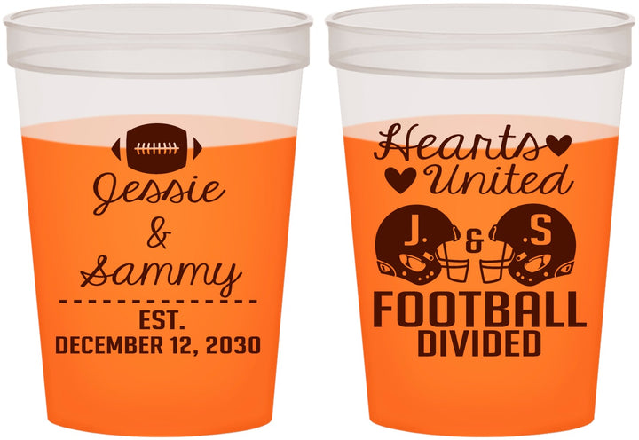 Custom Wedding 16 oz Color Changing Cups - Hearts United Football | 395