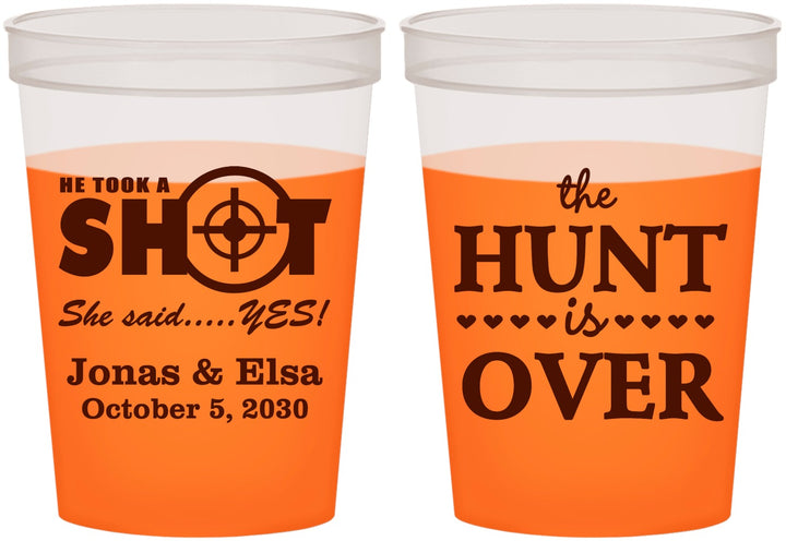 Custom Wedding 16 oz Color Changing Cups - The Hunt Is Over | 400