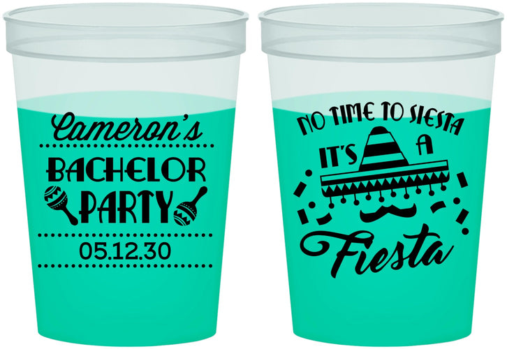 Custom Bachelor Party 16 oz Color Changing Cups - Siesta Fiesta Mexican | 40000