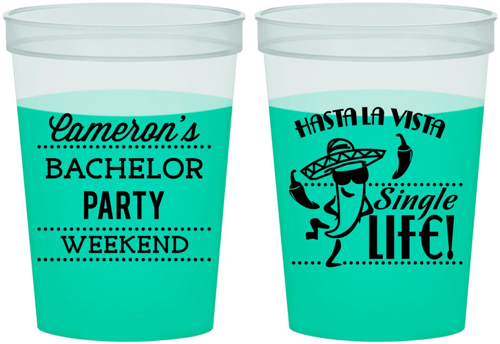 Custom Bachelor Party 16 oz Color Changing Cups - Hast La Vista Single Life | 40003