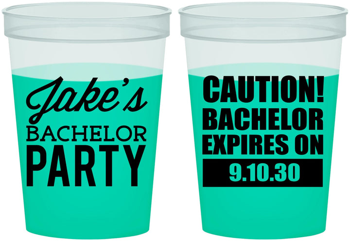 Custom Bachelor Party 16 oz Color Changing Cups - Caution Expires On | 40009