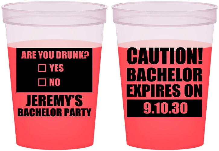 Custom Bachelor Party 16 oz Color Changing Cups - Caution Expires On | 40012