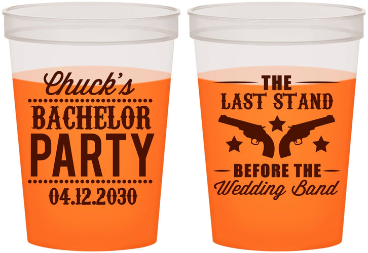 Custom Bachelor Party 16 oz Color Changing Cups - Last Stand Wedding Bands | 40015
