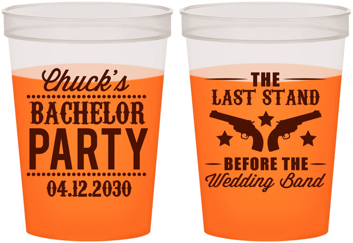 Custom Bachelor Party 16 oz Color Changing Cups - Last Stand Wedding Bands | 40015