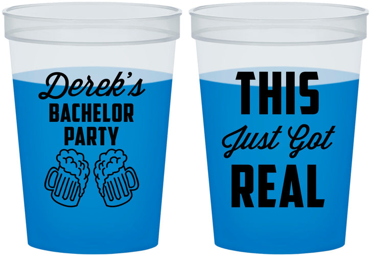 Custom Bachelor Party 16 oz Color Changing Cups - Just Got Real | 40024