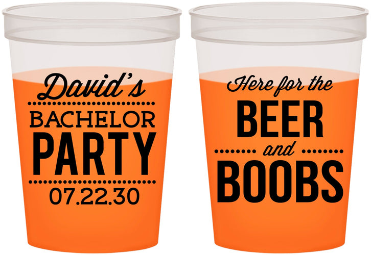 Custom Bachelor Party 16 oz Color Changing Cups - Beer And Boobs | 40027