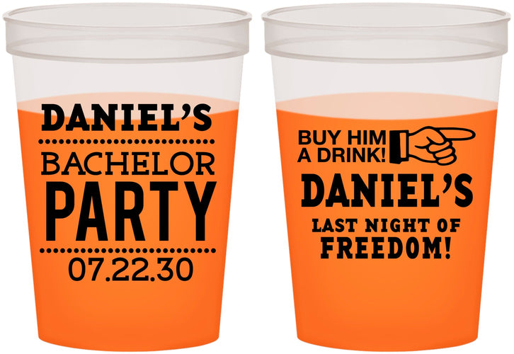 Custom Bachelor Party 16 oz Color Changing Cups - Last Night Of Freedom | 40029