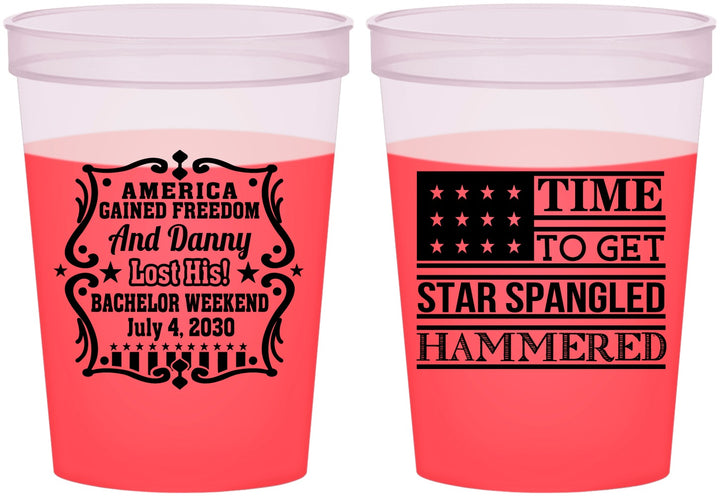 Custom Bachelor Party 16 oz Color Changing Cups - Star Spangled Hammered | 40032